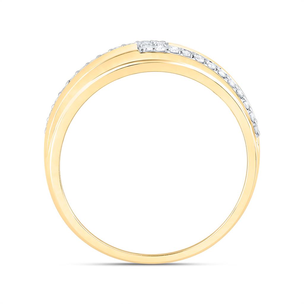 Sterling Silver Yellow Tone 1/4 Cttw Natural Diamond Gift Mens Band
