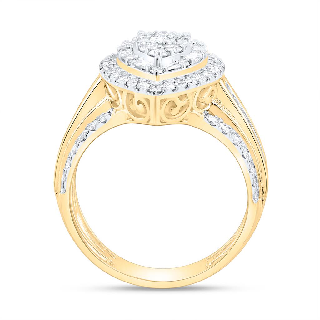 10K Yellow Gold 1 1/2 Cttw Natural Diamond Fashion Pear Double Halo Bridal Ring