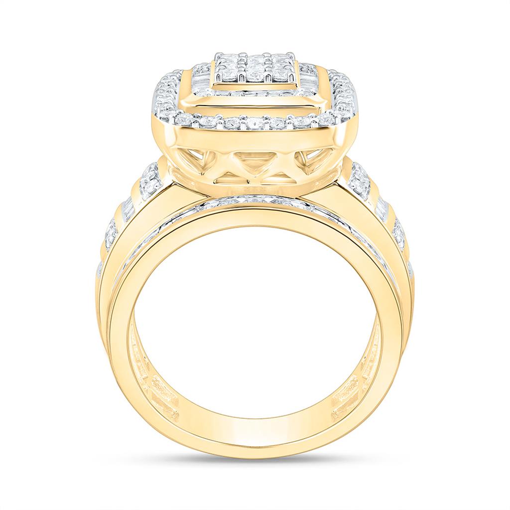 10K Yellow Gold 1 5/8 Cttw Natural Diamond Fashion Cushion Ring