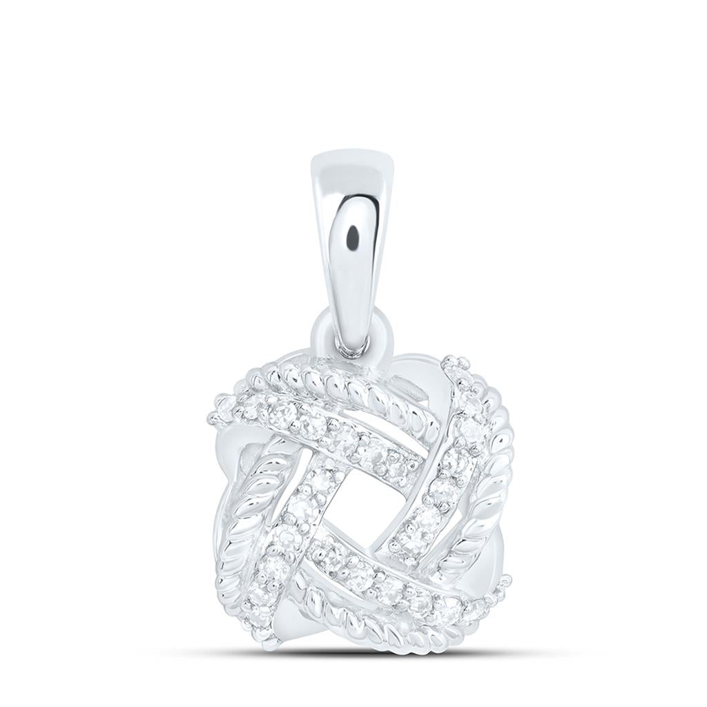 10K White Gold 1/10 Cttw Natural Diamond Fashion Pendant