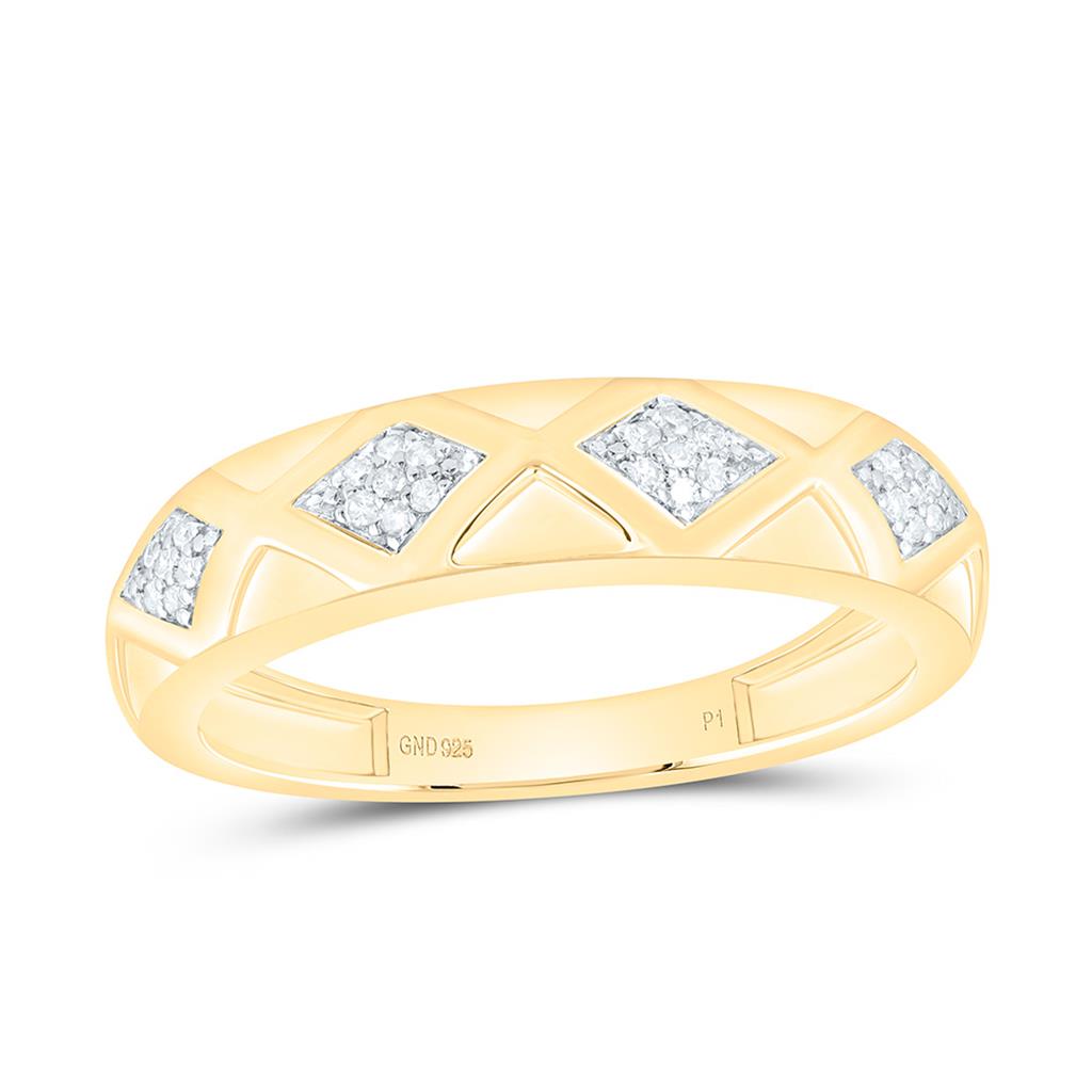 Sterling Silver Yellow Tone 1/3 Cttw Natural Diamond Gift Square Trio Set
