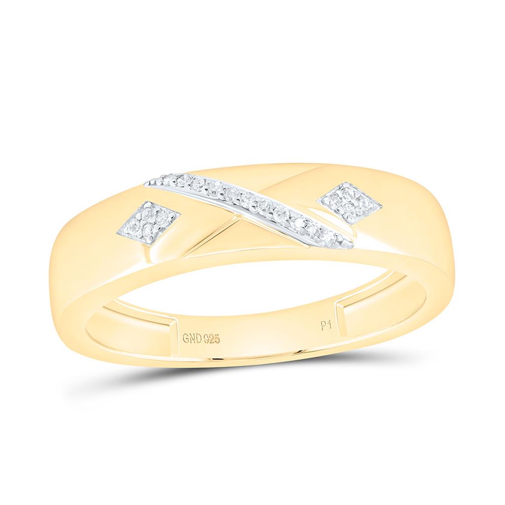 Sterling Silver Yellow Tone 1/4 Cttw Natural Diamond Gift Square Trio Set