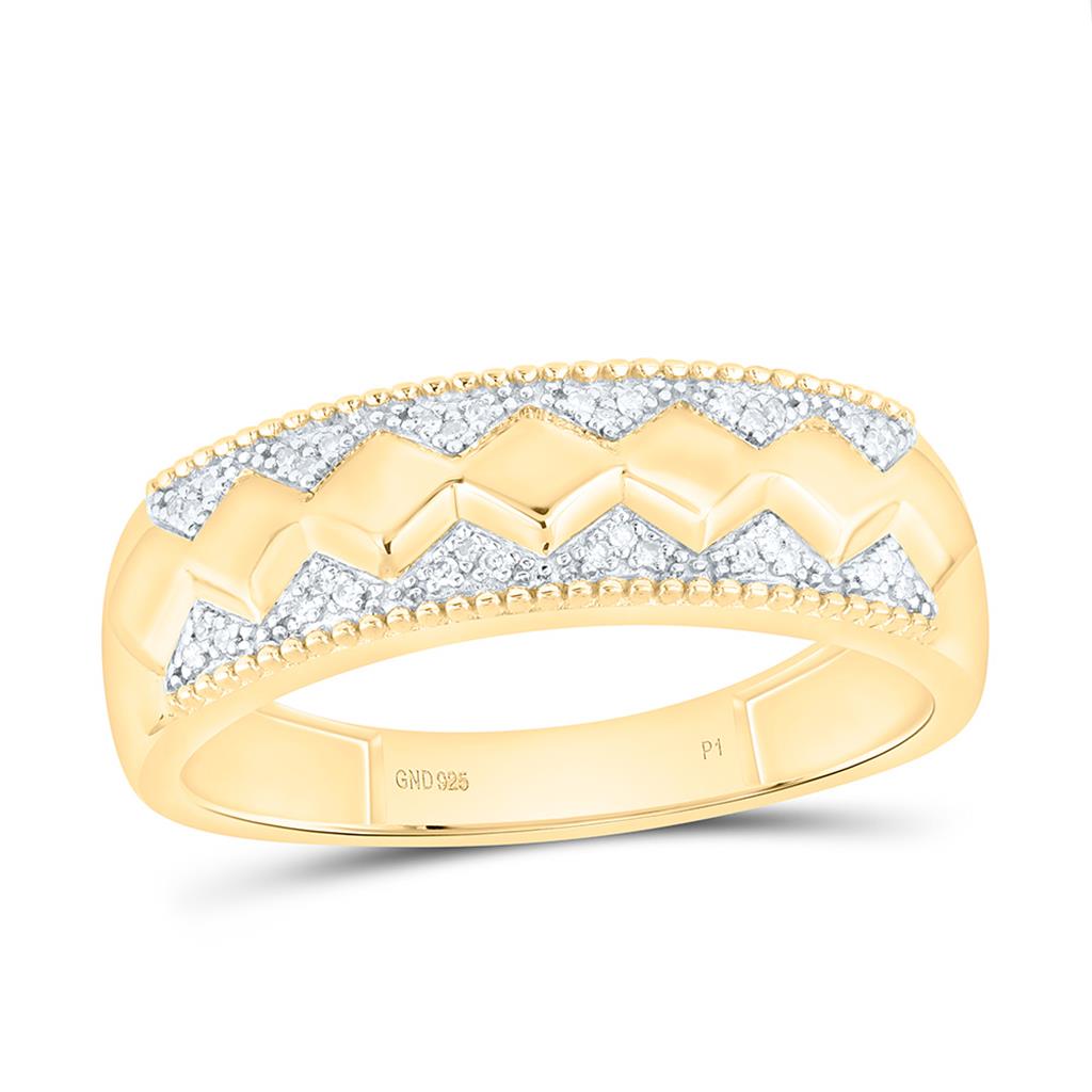 Sterling Silver Yellow Tone 1/3 Cttw Natural Diamond Gift Round Trio Set