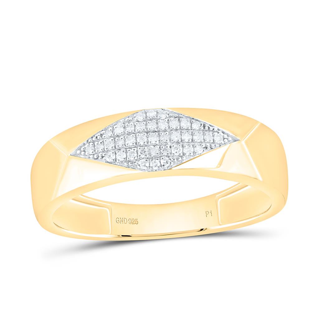 Sterling Silver Yellow Tone 1/4 Cttw Natural Diamond Gift Square Trio Set