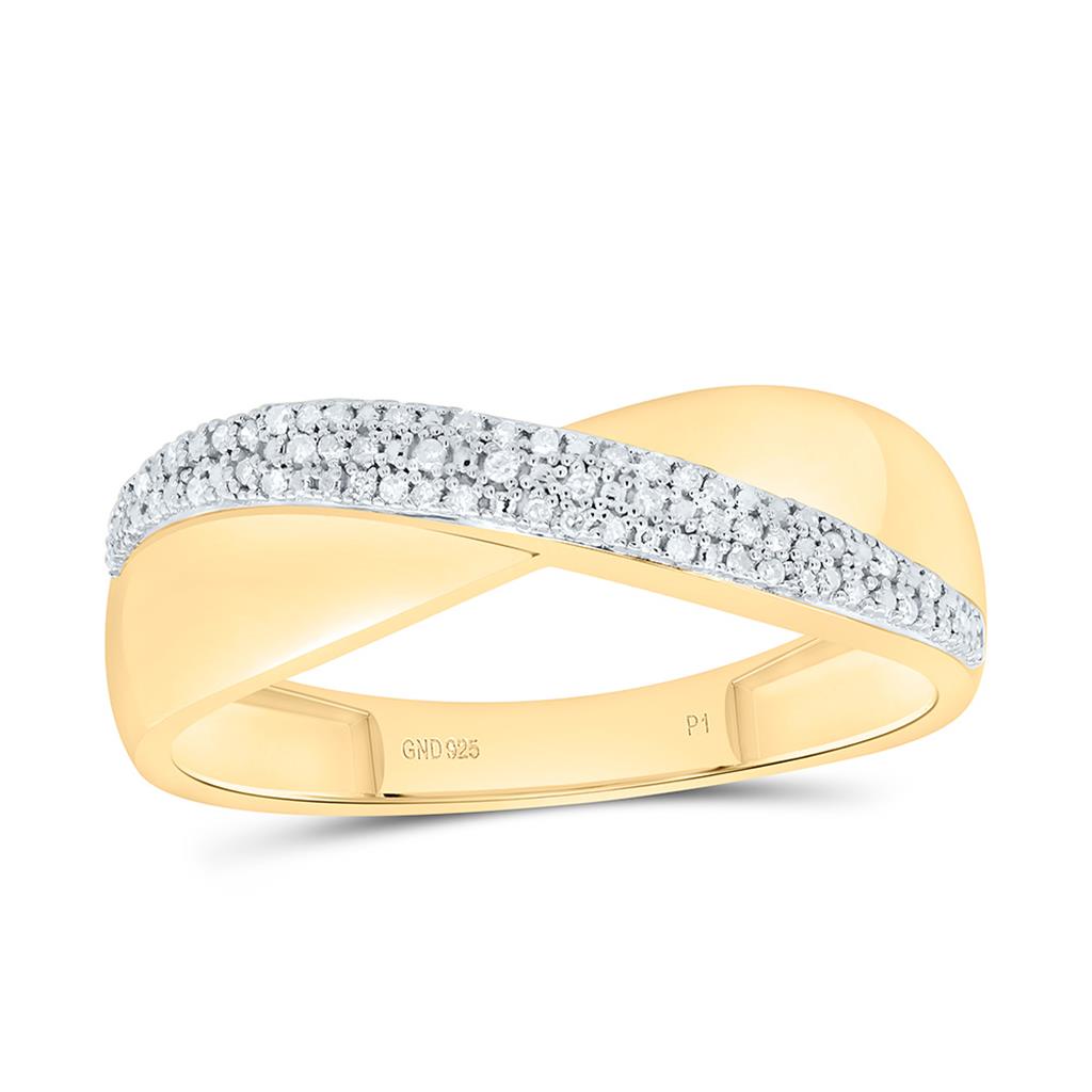 Sterling Silver Yellow Tone 1/3 Cttw Natural Diamond Gift Oval Bridal Trio Set