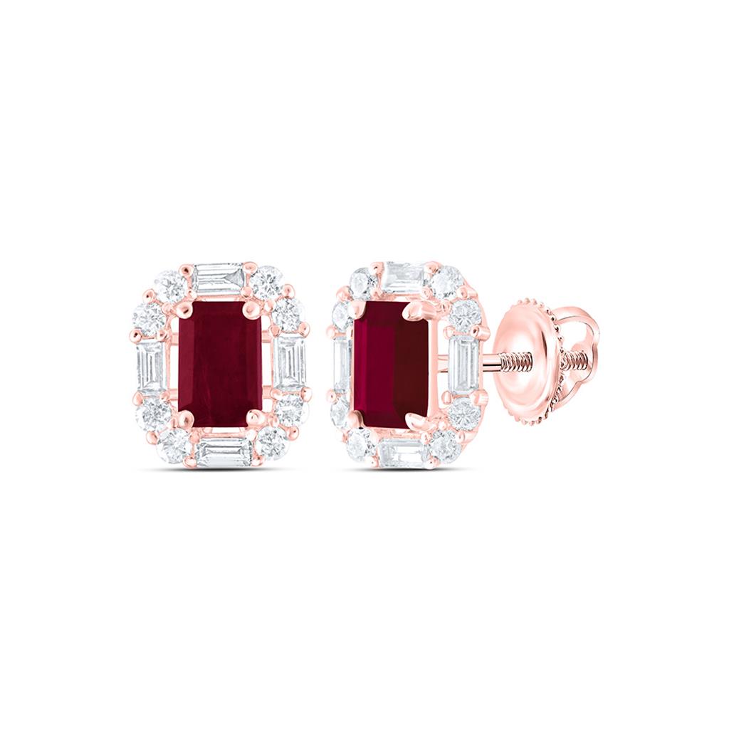 14K White Or Rose Gold 5/8 Cttw Natural Diamond Ana M 6 x 4 Mm Natural Gem Emerald Earring