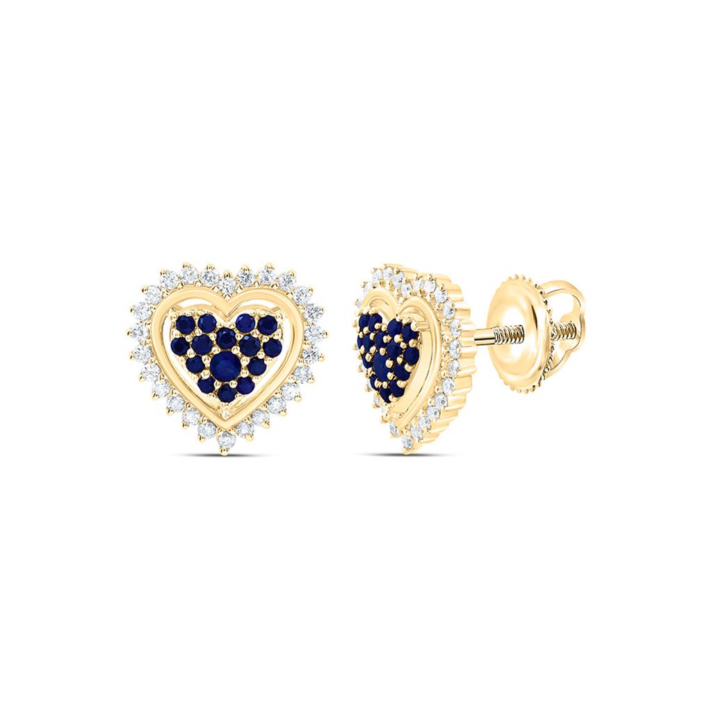 14K Yellow Gold 1/4 Cttw Natural Diamond Ana M 1/3 Cttw Round Ruby Natural Gem Heart Earring