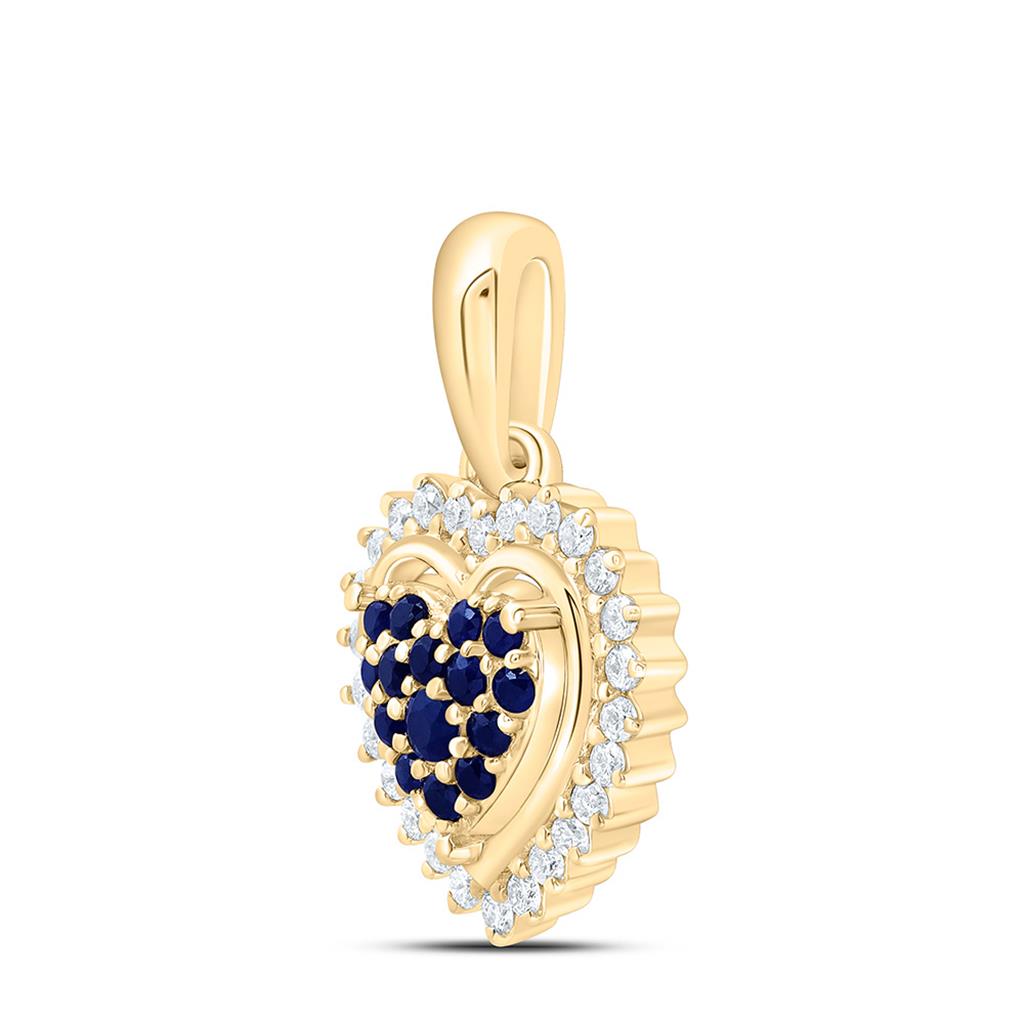14K Yellow Gold 1/8 Cttw Natural Diamond Ana M Round Natural Gem Heart Pendant