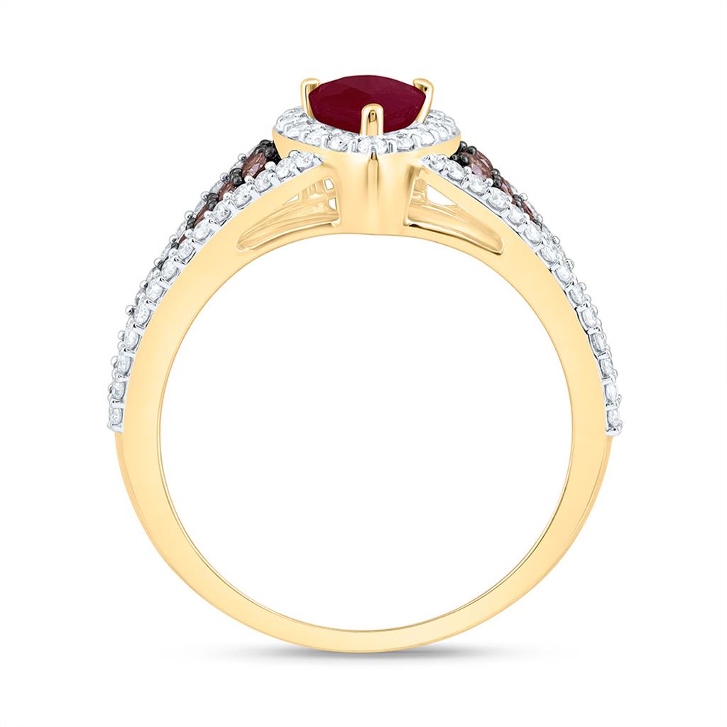14K Yellow Gold 3/4 Cttw Natural Diamond Ana M Cognac Natural, 7 x 5 Mm Natural Gem Pear Ring