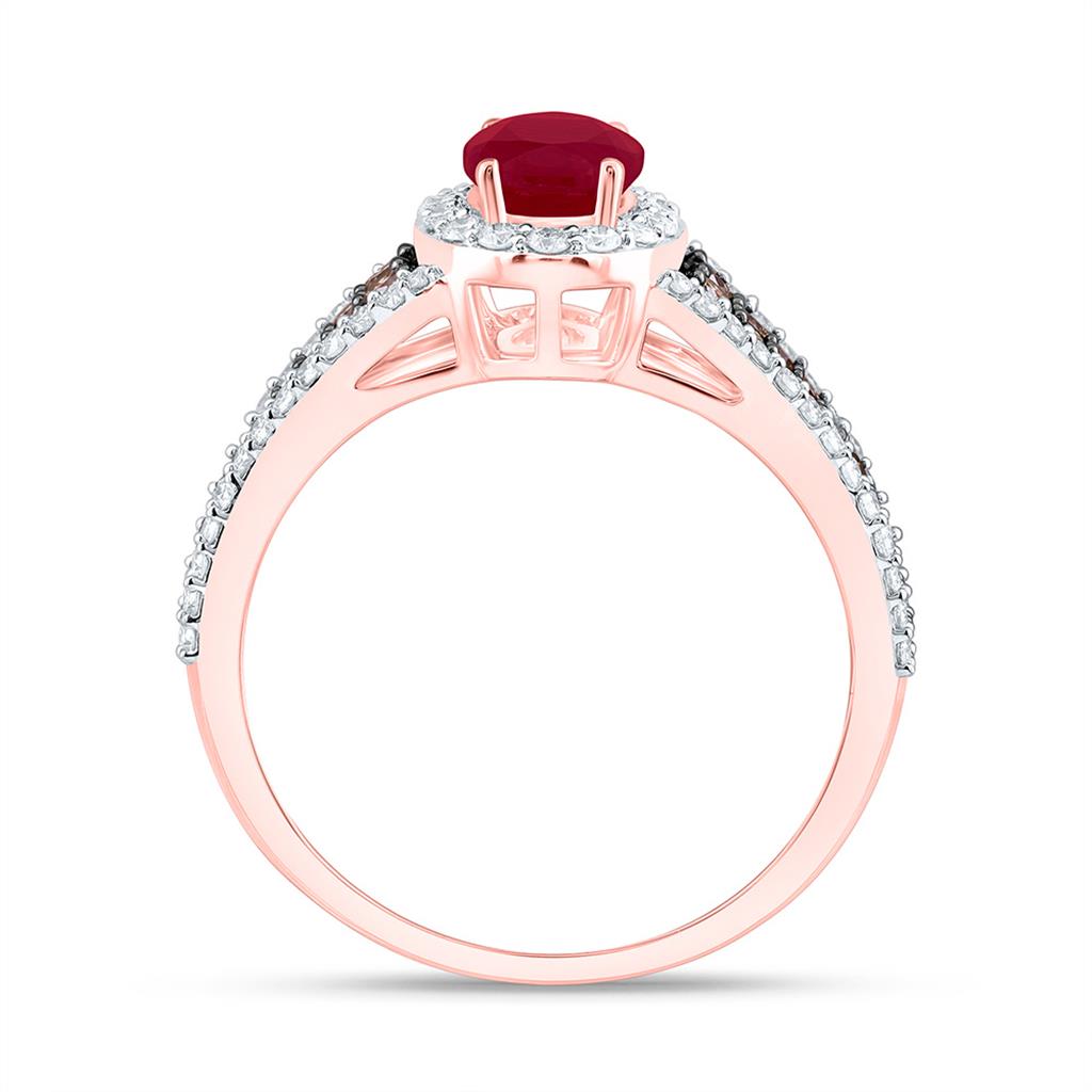14K Yellow Or Rose Gold 5/8 Cttw Natural Diamond Ana M Cognac Natural, 7 x 5 Mm Natural Gem Oval Ring