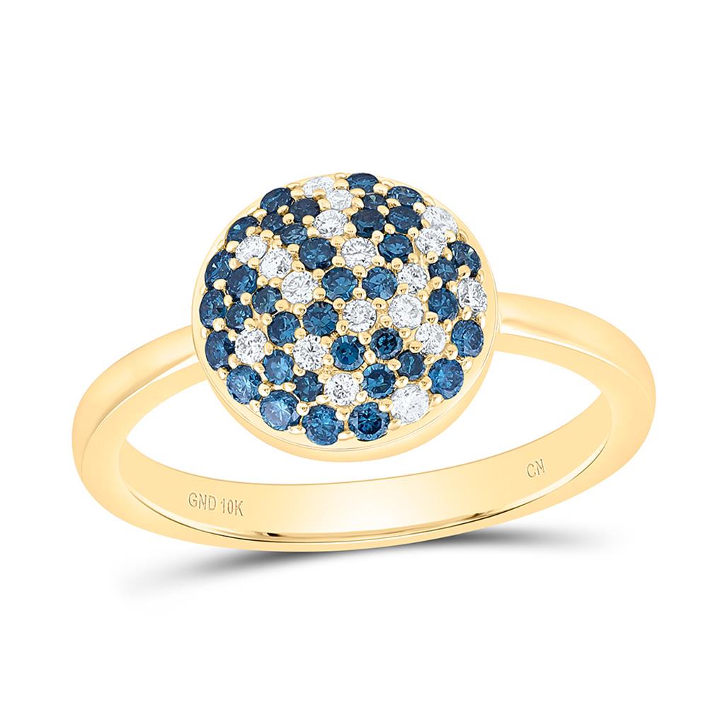 10K Yellow Gold 1/2 Cttw Natural Diamond Fashion Gem Round Ring
