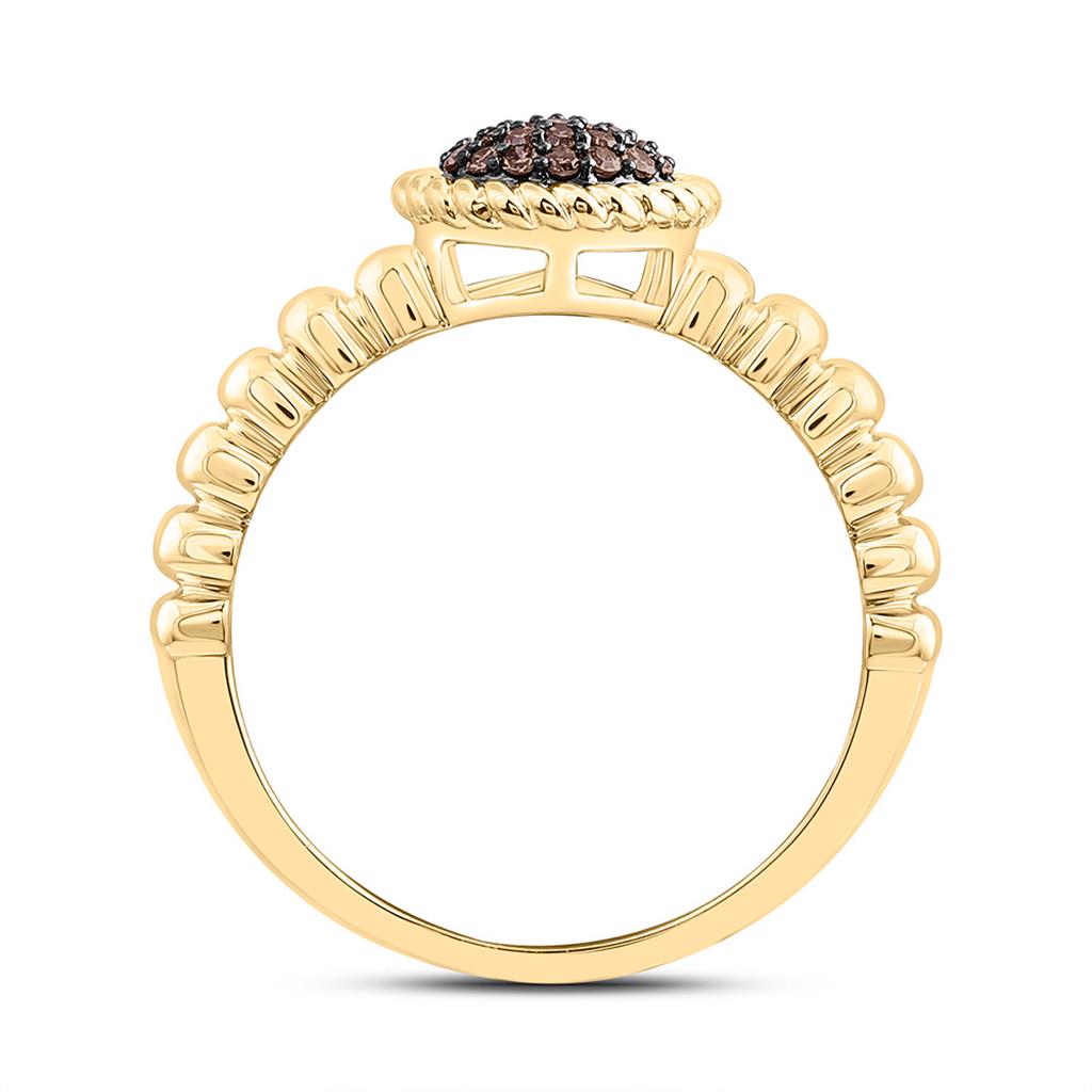 14K Yellow Gold 1/5 Cttw Natural Diamond Fashion Cognac Natural Pear Ring