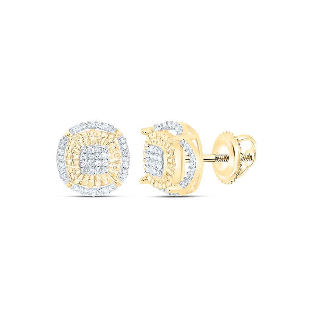 Sterling Silver Yellow Tone 1/3 Cttw Natural Diamond Gift Cushion Earring