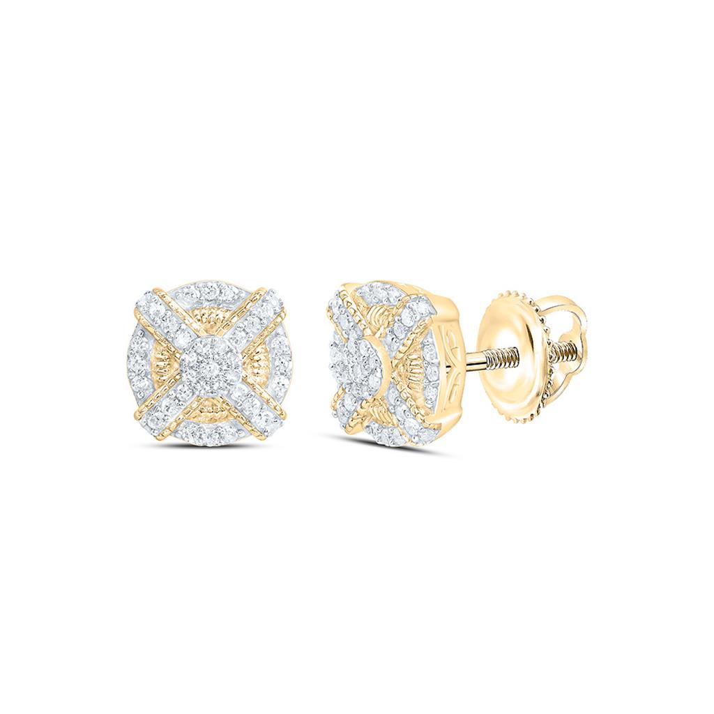 Sterling Silver Yellow Tone 1/4 Cttw Natural Diamond Gift Round Earring