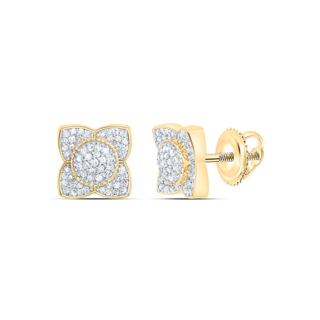 Sterling Silver Yellow Tone 3/8 Cttw Natural Diamond Gift Earring