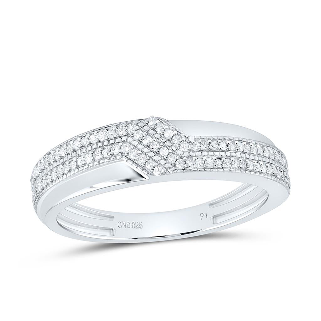 Sterling Silver 1/2 Cttw Natural Diamond Gift Cushion Trio Set