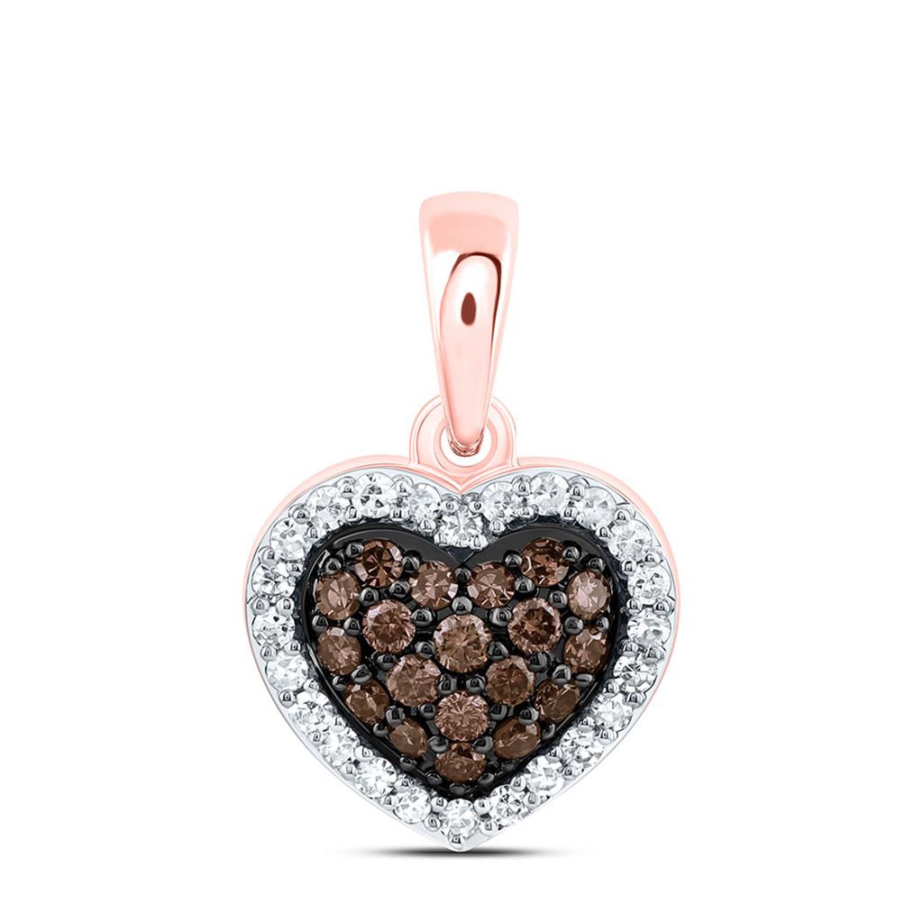 10K Yellow Or Rose Gold 1/4 Cttw Natural Diamond Fashion Heart Pendant