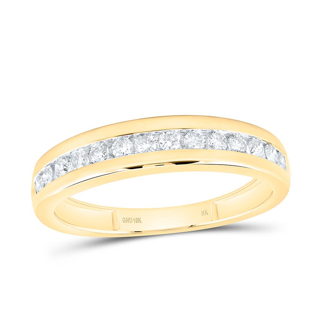 10K Yellow Gold 1 1/5 Cttw Natural Diamond 1/4 Cttw Center Round Fashion Round Trio Set