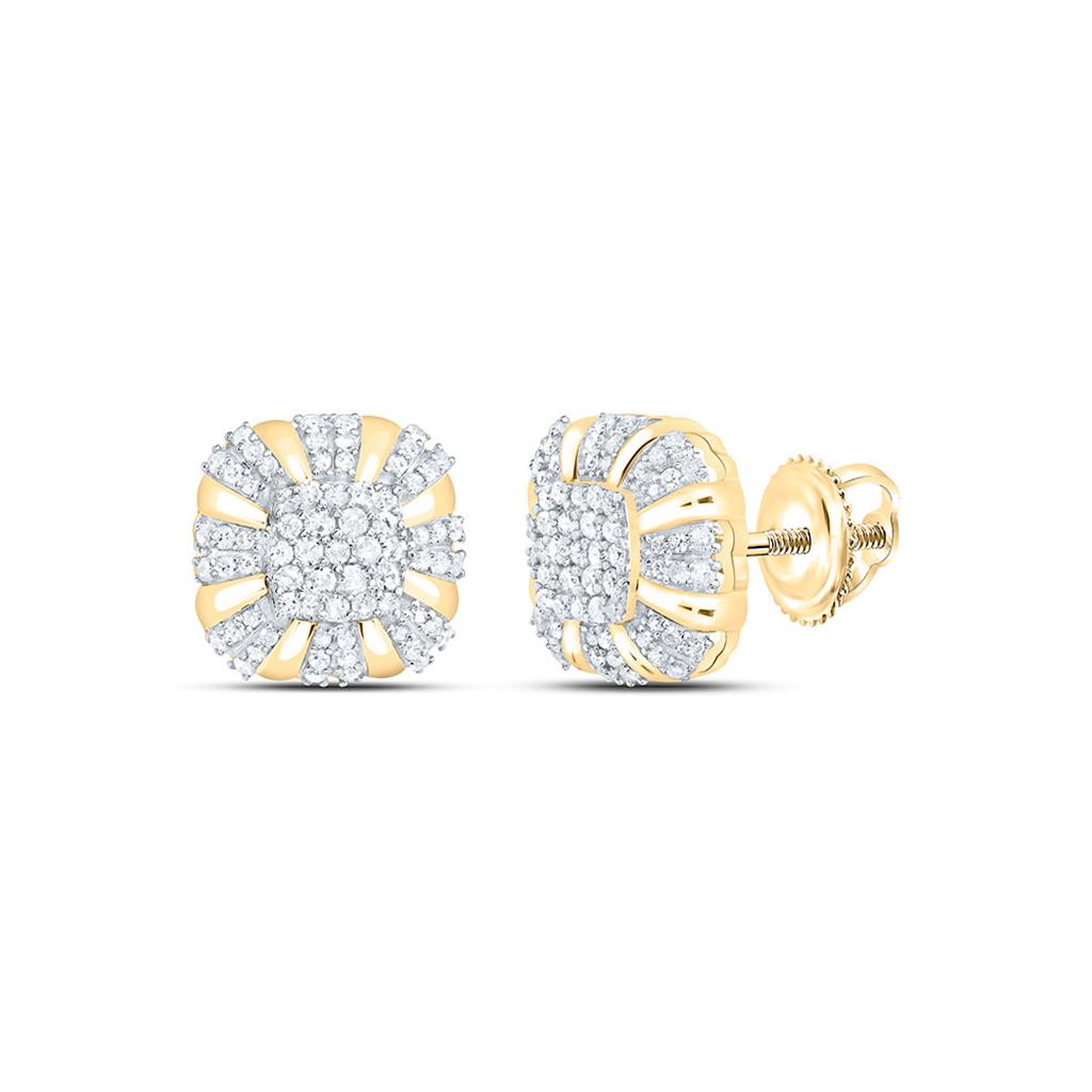 Sterling Silver Yellow Tone 1/2 Cttw Natural Diamond Gift Cushion Earring
