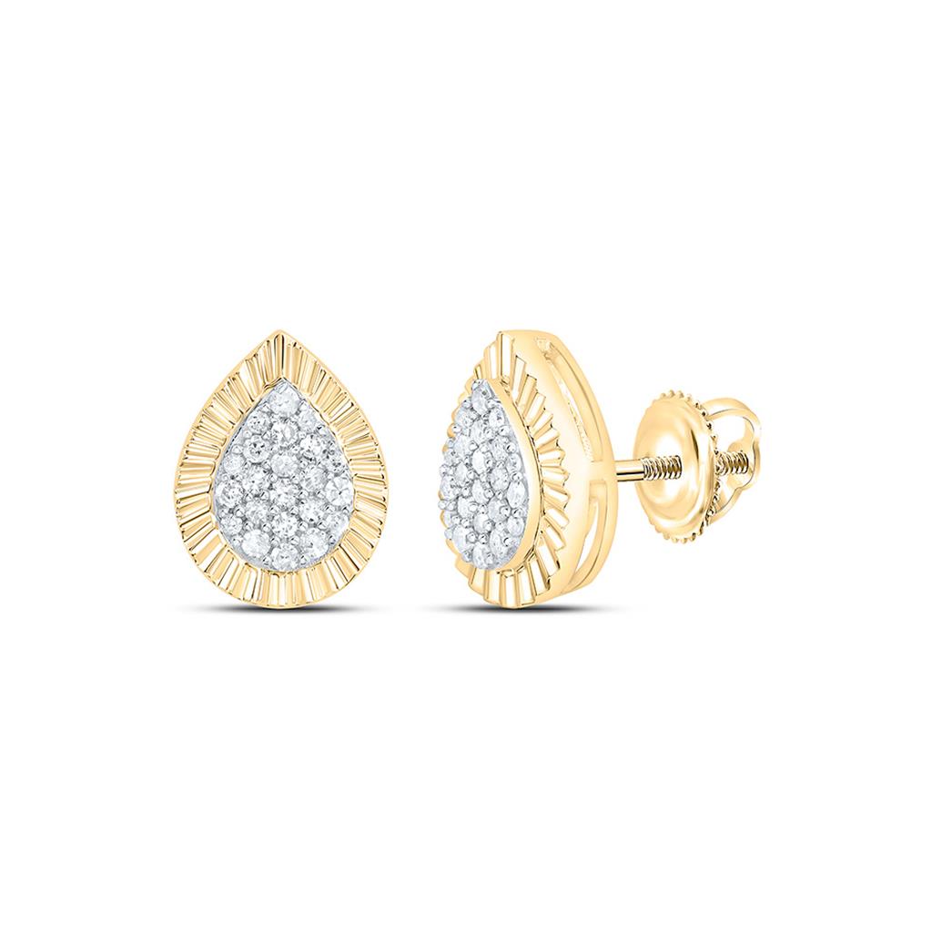 Sterling Silver Yellow Tone 1/6 Cttw Natural Diamond Gift Pear Earring