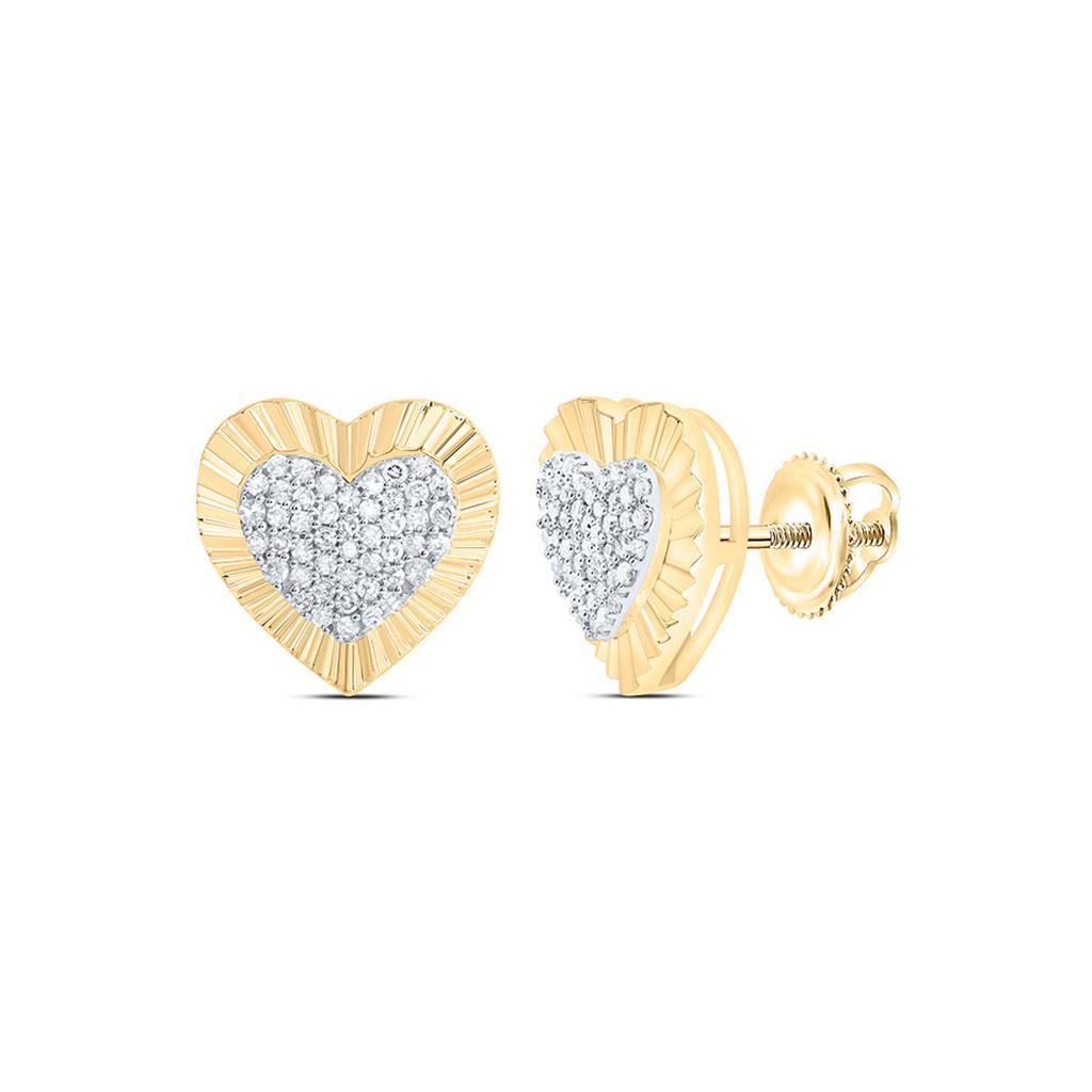Sterling Silver Yellow Tone 1/5 Cttw Natural Diamond Gift Heart Earring