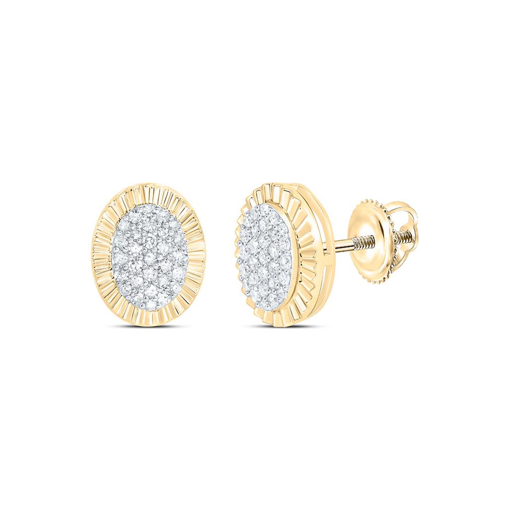 Sterling Silver Yellow Tone 1/5 Cttw Natural Diamond Gift Oval Earring