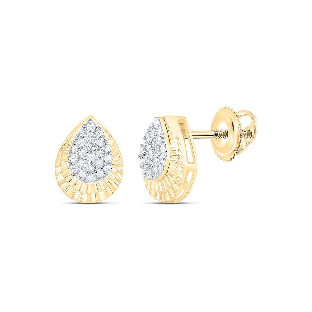 Sterling Silver Yellow Tone 1/5 Cttw Natural Diamond Gift Pear Earring