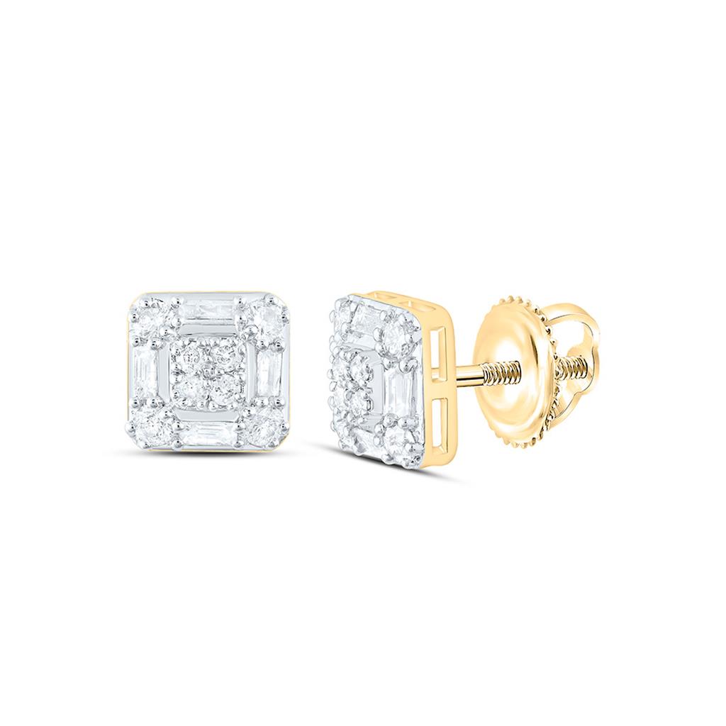 10K Yellow Gold 1/2 Cttw Natural Diamond Gift Octagon Mens Earring