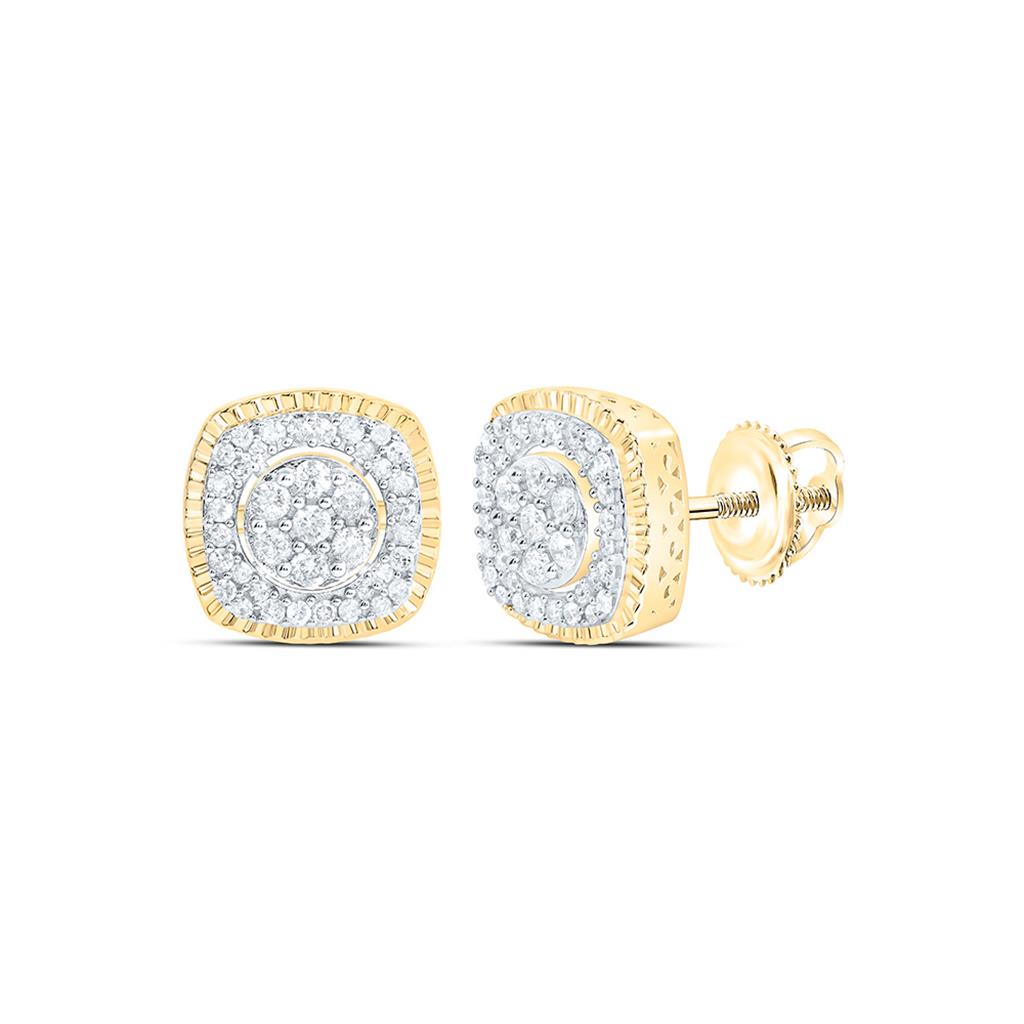 Sterling Silver Yellow Tone 3/8 Cttw Natural Diamond Gift Cushion Earring