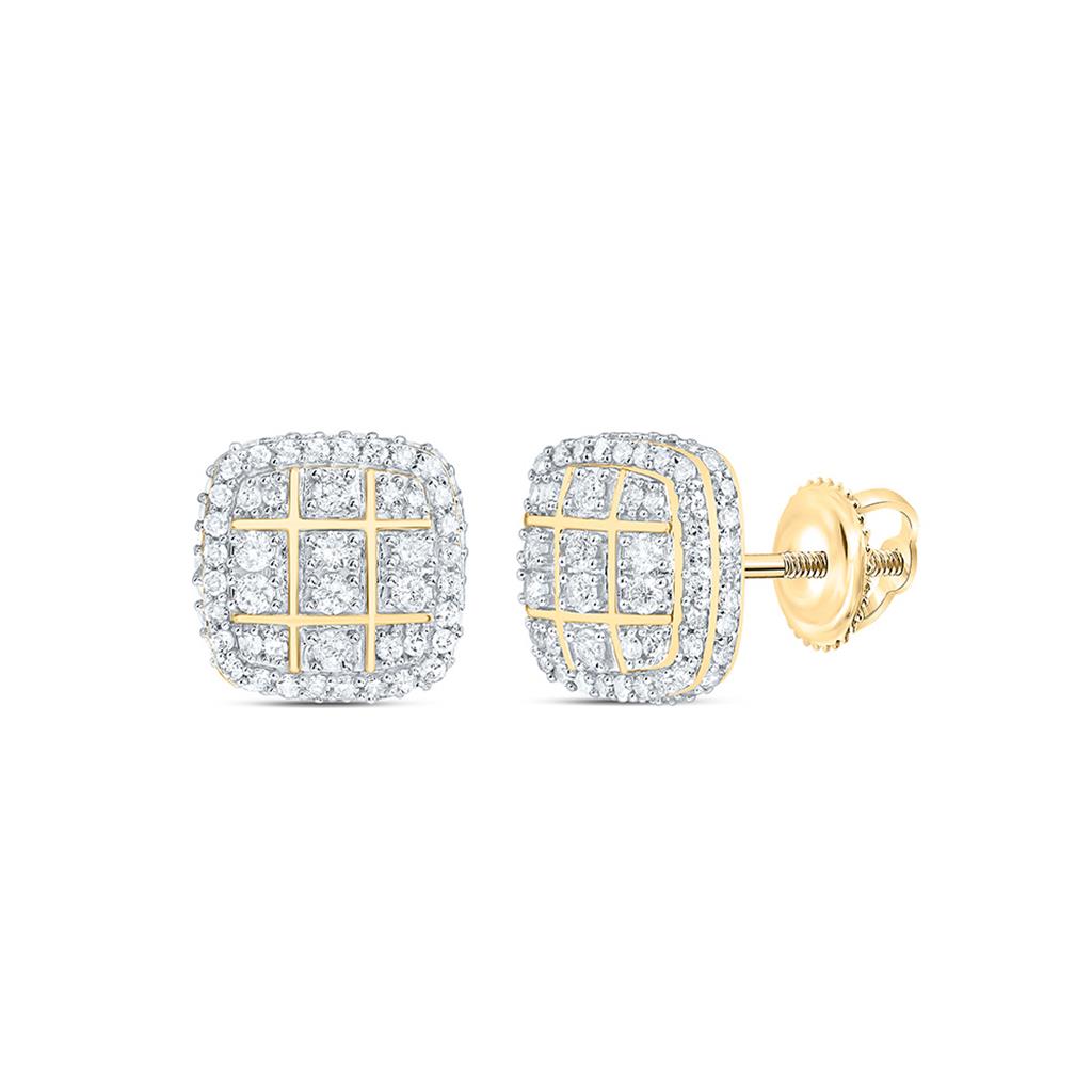 Sterling Silver Yellow Tone 3/4 Cttw Natural Diamond Gift Cushion Earring