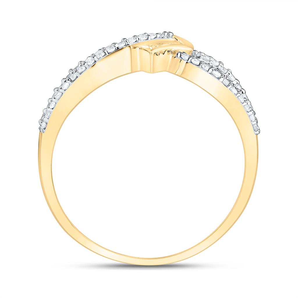 Sterling Silver Yellow Tone 1/6 Cttw Natural Diamond Gift "Mom" Heart Ring
