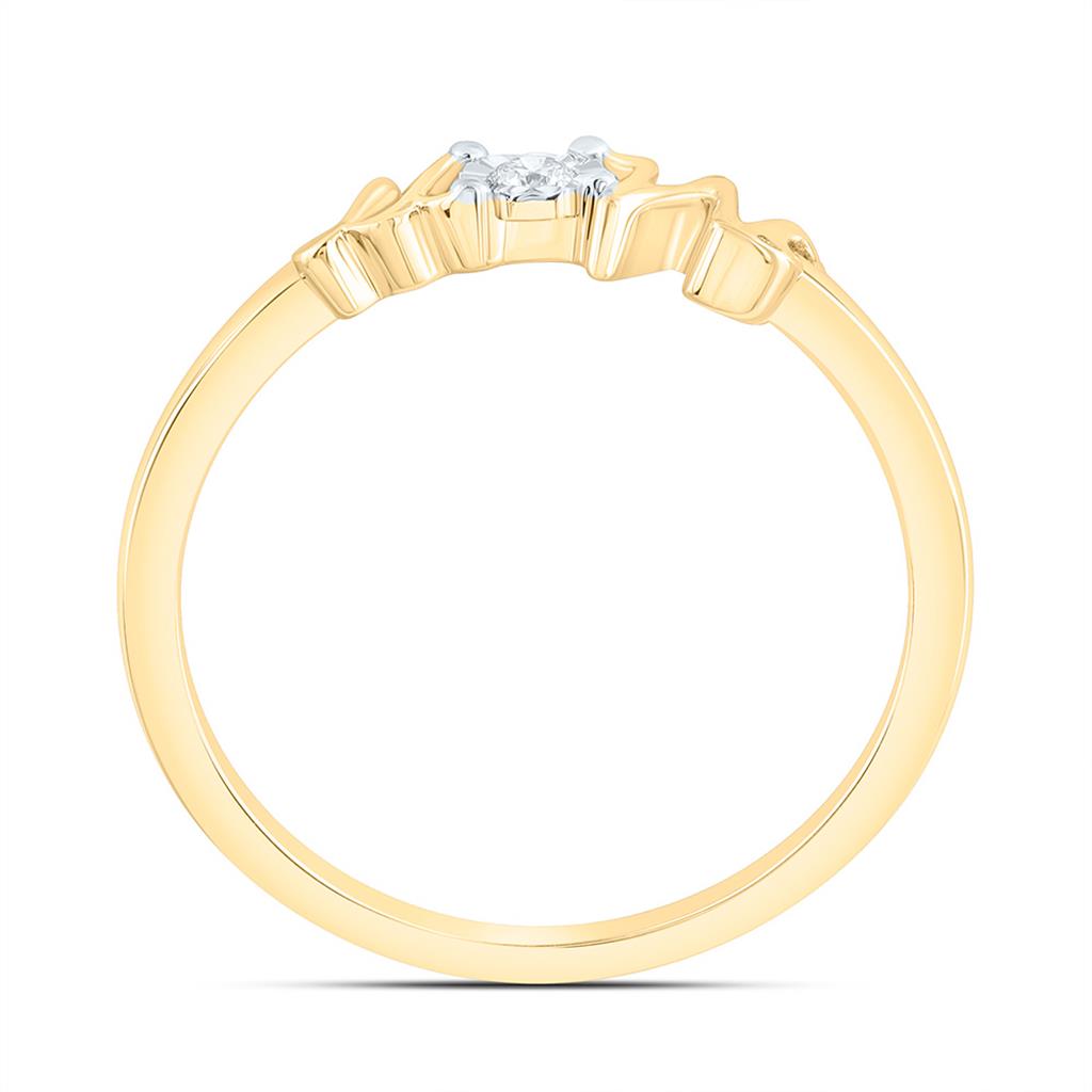 Sterling Silver Yellow Tone 0.03 Cttw Natural Diamond Gift "Mom" Ring