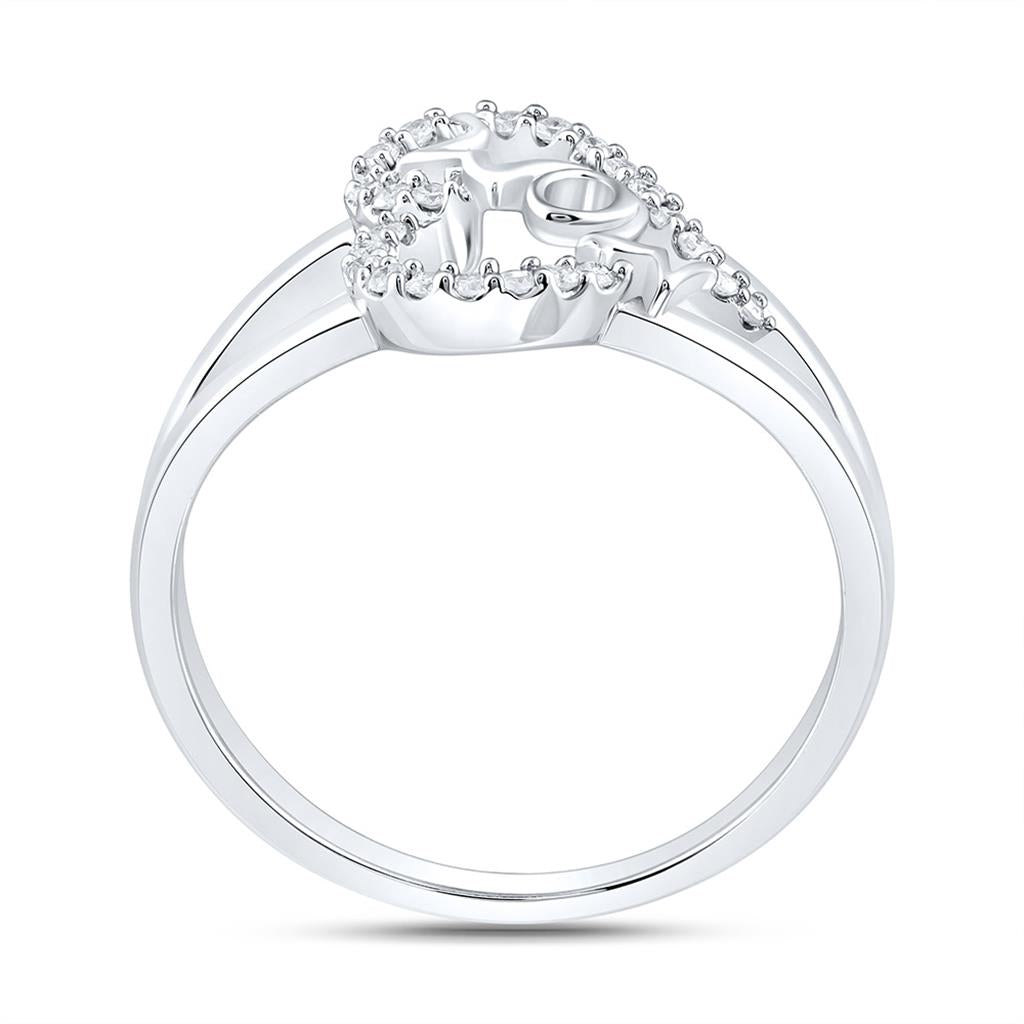 Sterling Silver 1/8 Cttw Natural Diamond Gift "Mom" Heart Ring