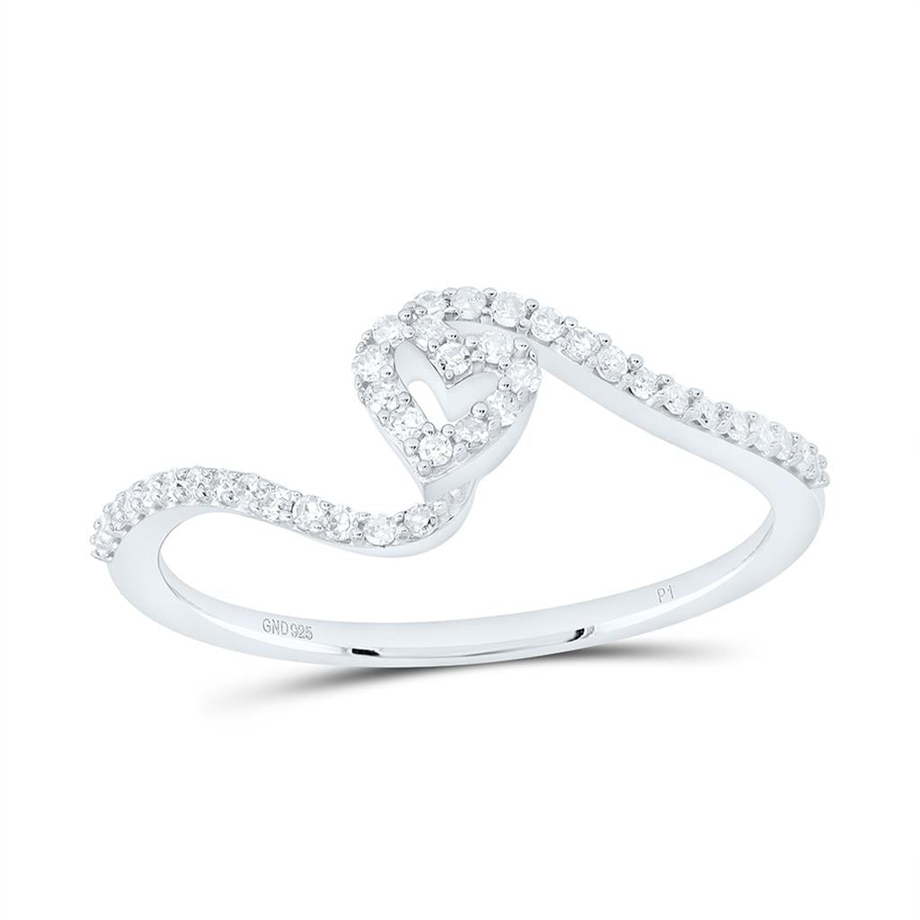 Sterling Silver 1/6 Cttw Natural Diamond Gift Heart Ring