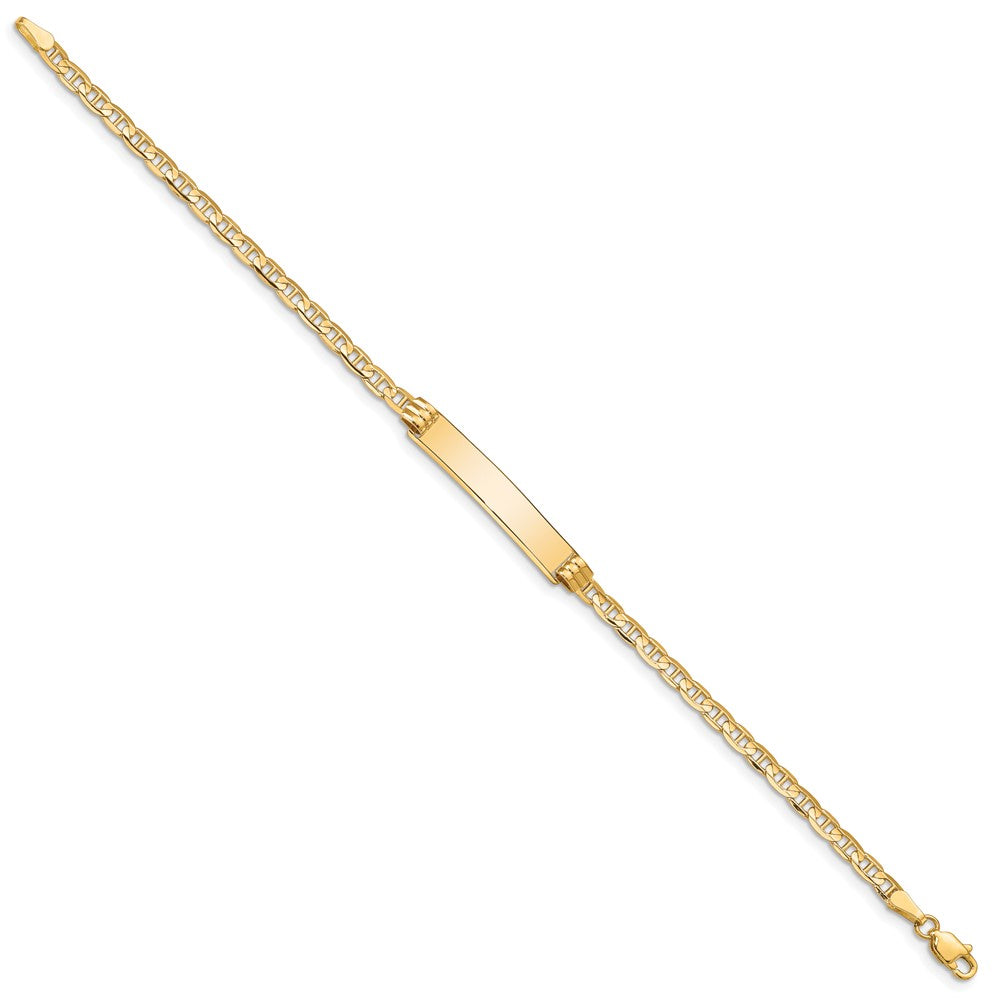 Engravable 10K Yellow Gold Anchor Link ID Bracelet Length 7 inches Width 5.1 mm With Lobster Claw Clasp