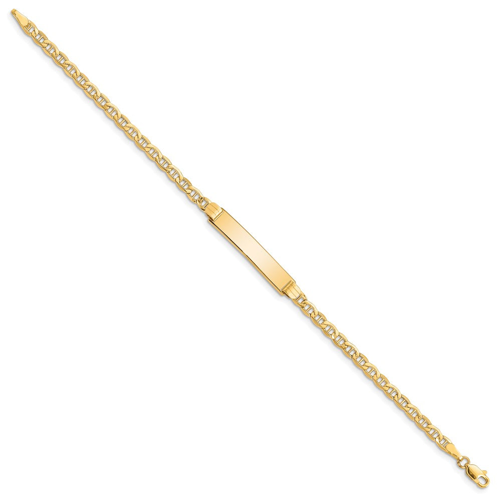 Engravable 10K Yellow Gold Anchor Link ID Bracelet Length 7 inches Width 5.3 mm With Lobster Claw Clasp