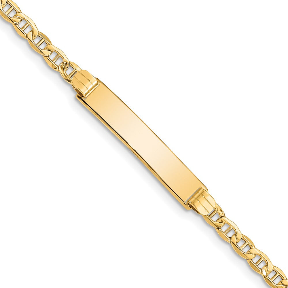 Engravable 10K Yellow Gold Anchor Link ID Bracelet Length 7 inches Width 5.3 mm With Lobster Claw Clasp