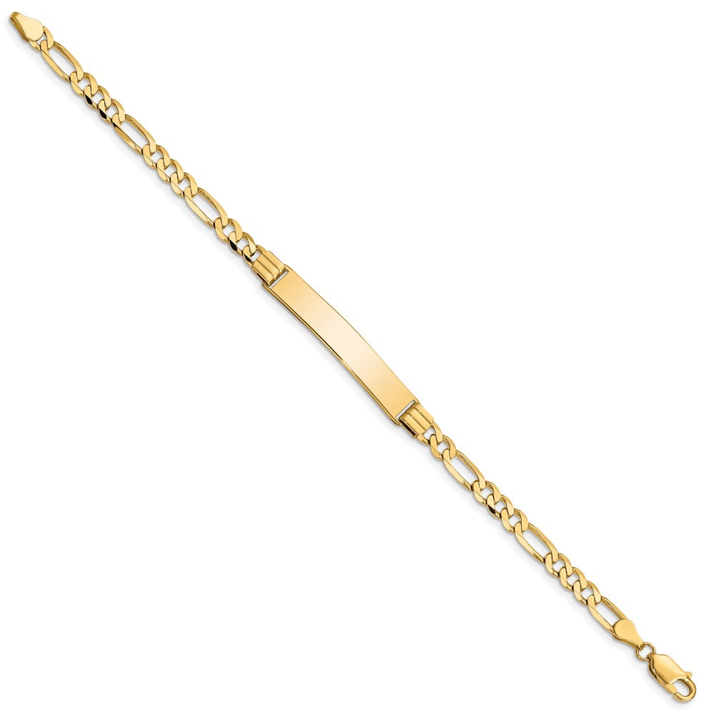 Engravable 10K Yellow Gold Figaro Link ID Bracelet Length 7 inches Width 6.56 mm With Lobster Claw Clasp