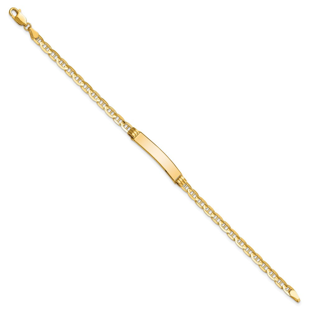 Engravable 10K Yellow Gold Anchor Link ID Bracelet Length 7 inches Width 5.1 mm With Lobster Claw Clasp