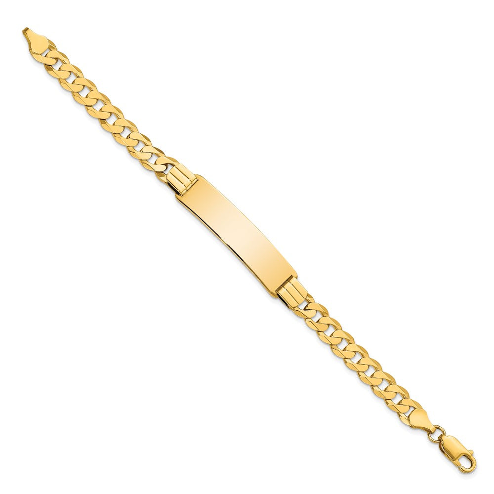 Engravable 10K Yellow Gold Flat Curb Link ID Bracelet Length 7 inches Width 10.18 mm With Lobster Claw Clasp