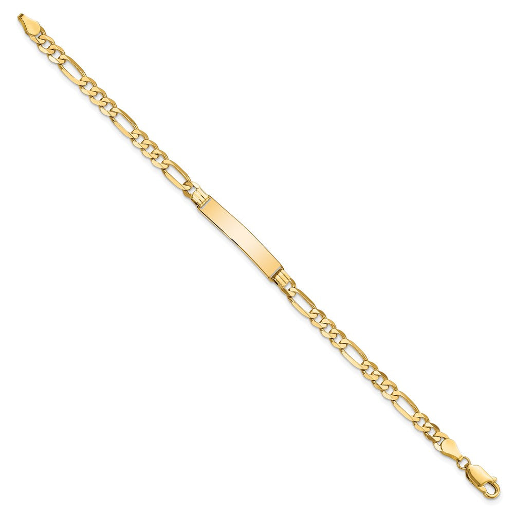 Engravable 10K Yellow Gold Figaro Link ID Bracelet Length 8 inches Width 6.28 mm With Lobster Claw Clasp