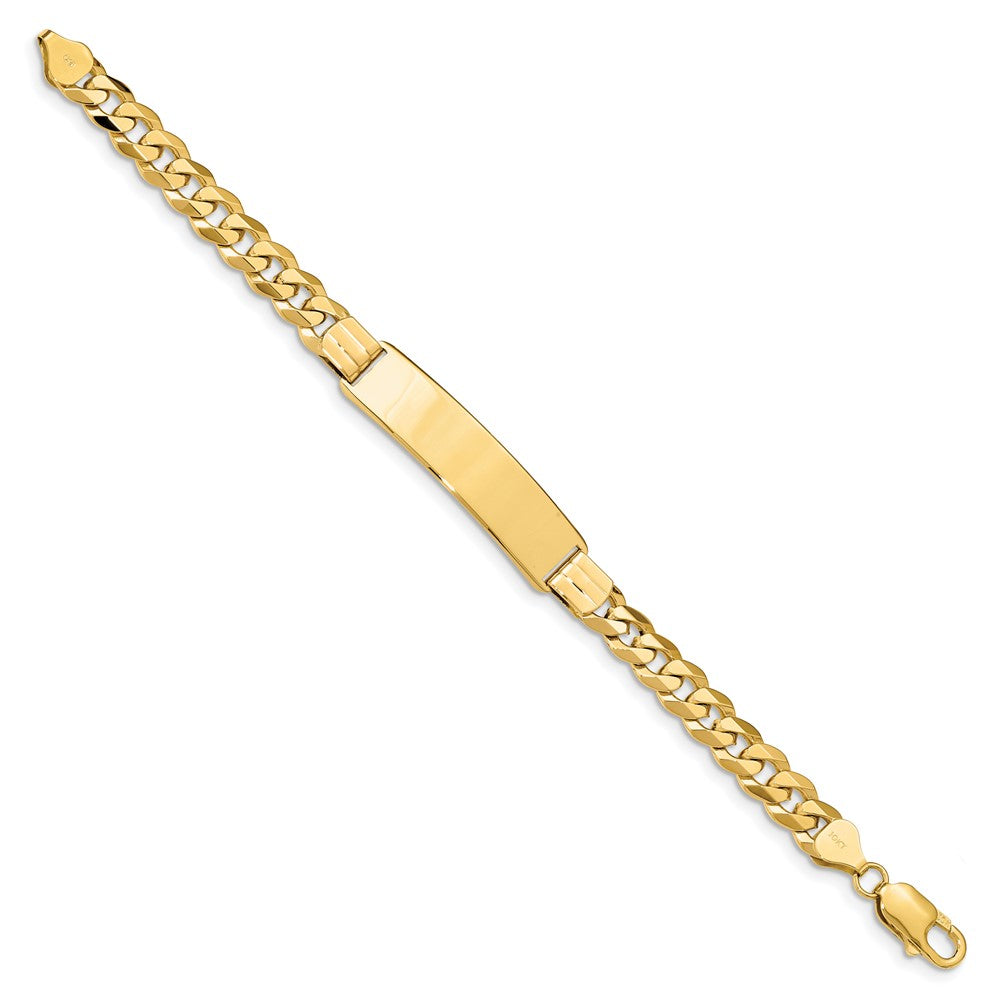 Engravable 10K Yellow Gold Flat Curb Link ID Bracelet Length 8 inches Width 10.16 mm With Lobster Claw Clasp