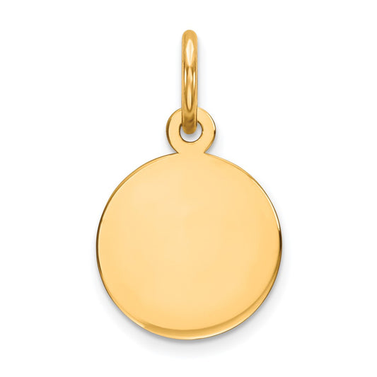 10K Yellow Gold Plain .013 Gauge Circular Disc Engravable Charm Pendant Jewelry Gifts (Length 0.66" Width 0.39")