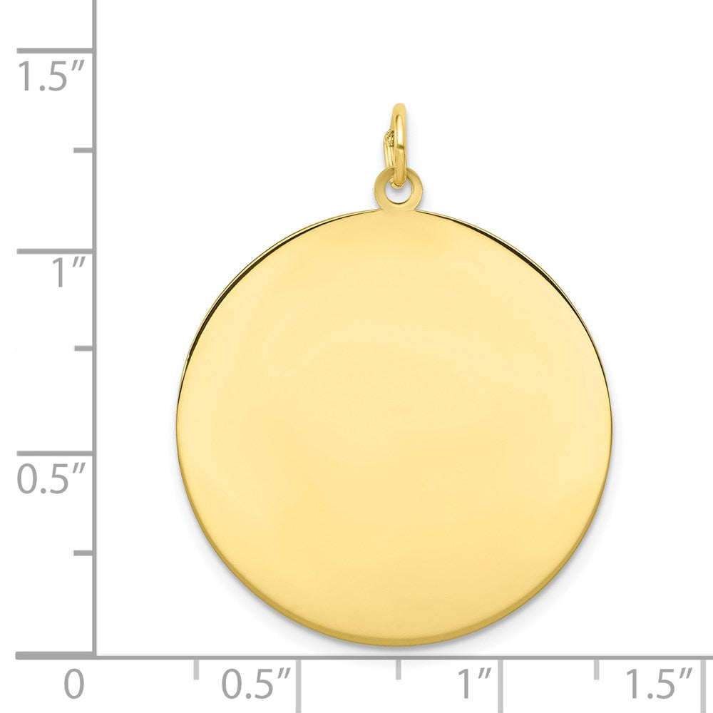 10K Yellow Gold Plain .018 Gauge Circular Disc Engravable Charm Pendant Jewelry Gifts (Length 1.25" Width 1.09")