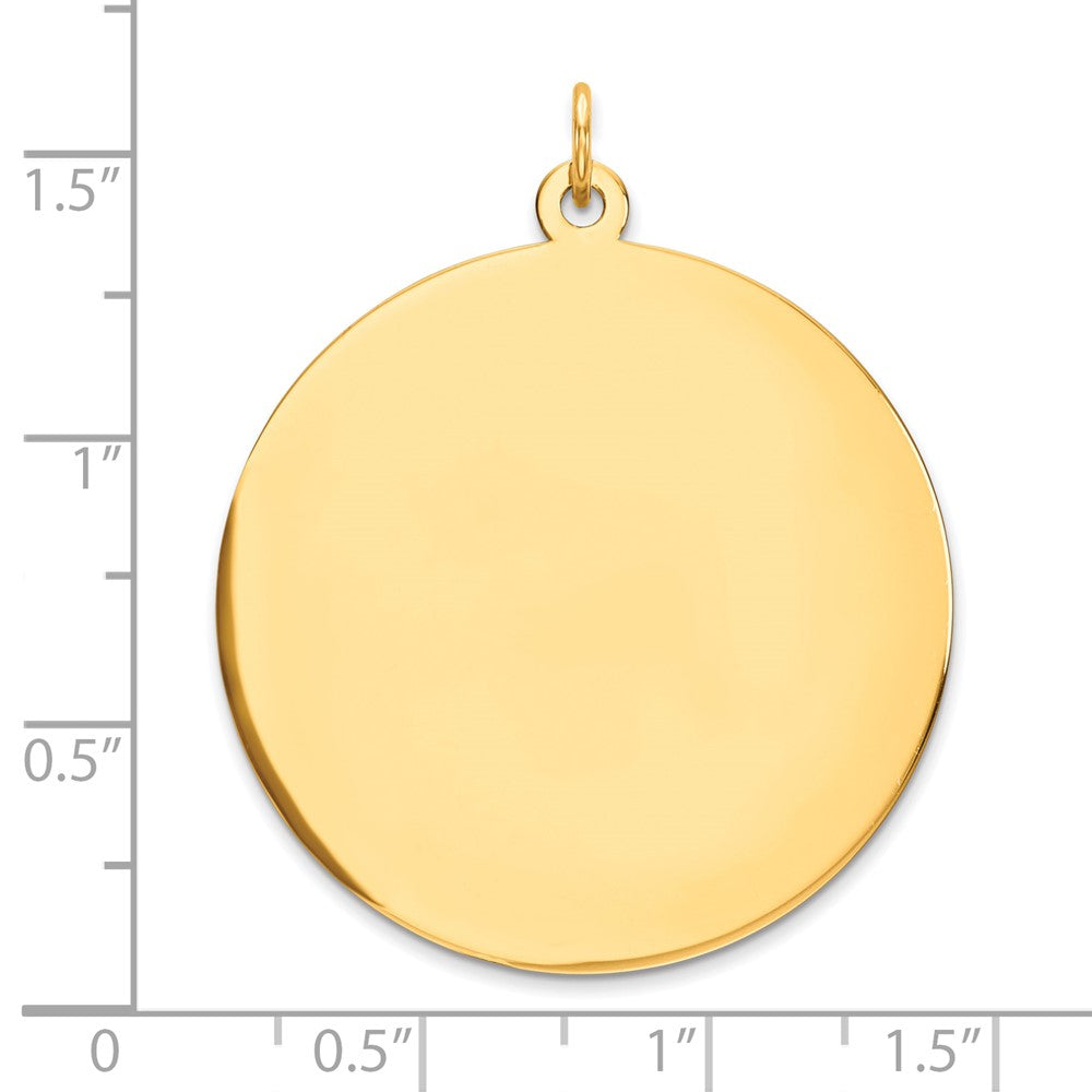 10K Yellow Gold Plain .018 Gauge Circular Disc Engravable Charm Pendant Jewelry Gifts (Length 1.48" Width 1.21")