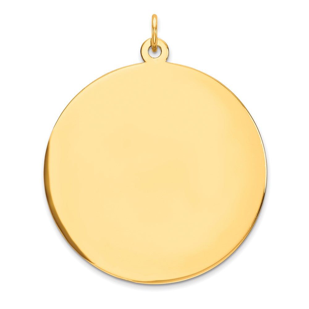 10K Yellow Gold Plain .018 Gauge Circular Disc Engravable Charm Pendant Jewelry Gifts (Length 1.48" Width 1.21")