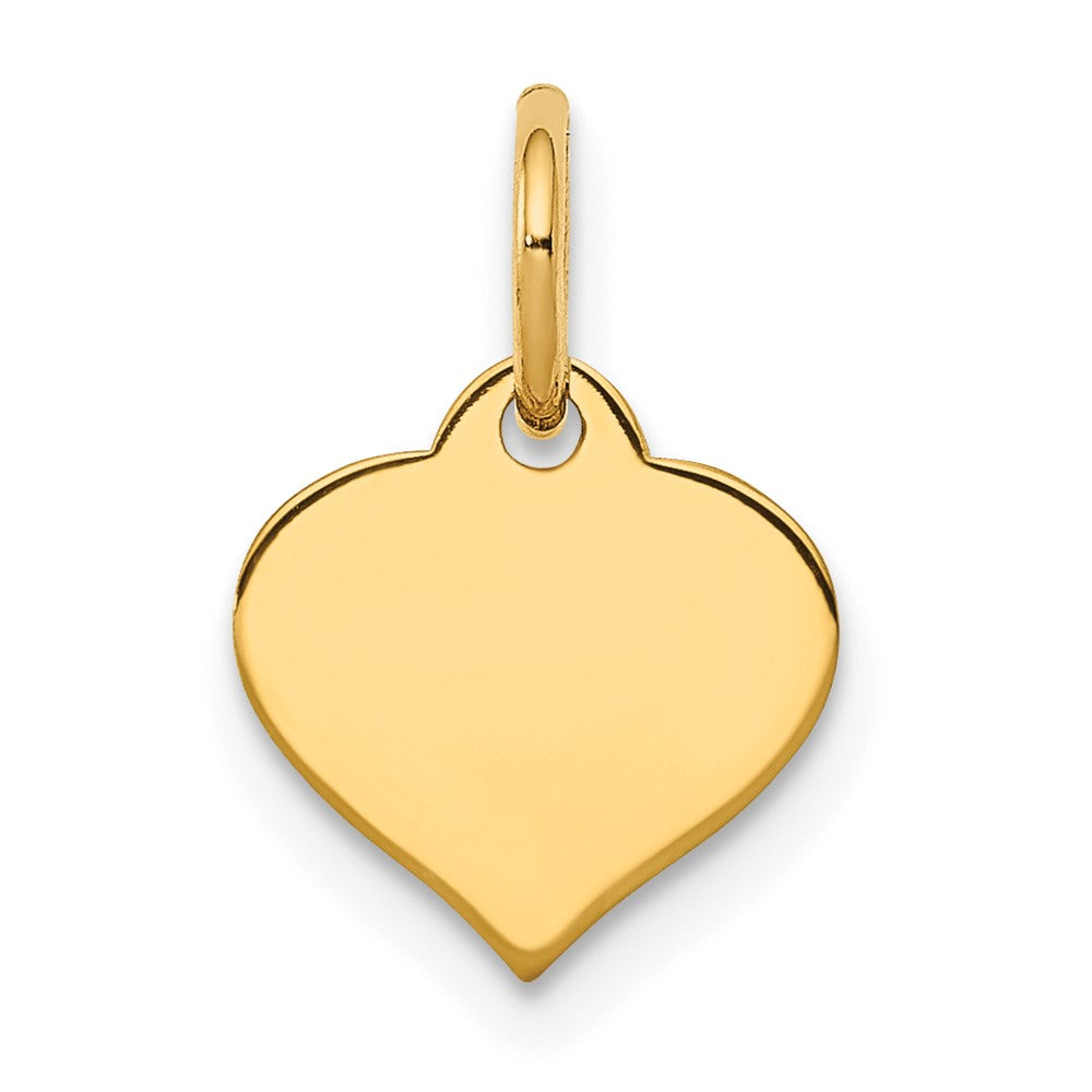 10K Yellow Gold .013 Gauge Heart Disc Engravable Charm Pendant Jewelry Gifts (Length 0.55" Width 0.35")