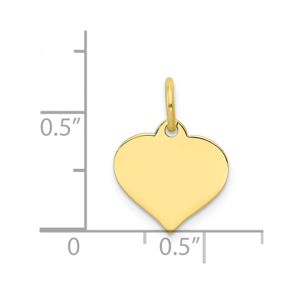 10K Yellow Gold .013 Gauge Heart Disc Engravable Charm Pendant Jewelry Gifts (Length 0.66" Width 0.47")