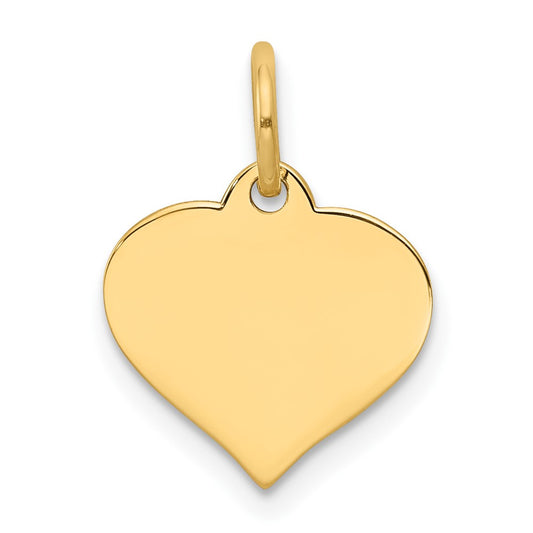 10K Yellow Gold .013 Gauge Heart Disc Engravable Charm Pendant Jewelry Gifts (Length 0.66" Width 0.47")