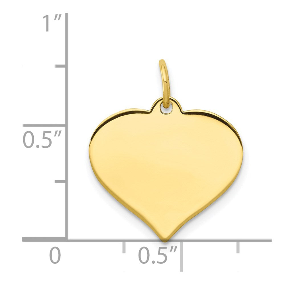 10K Yellow Gold .013 Gauge Heart Disc Engravable Charm Pendant Jewelry Gifts (Length 0.78" Width 0.66")